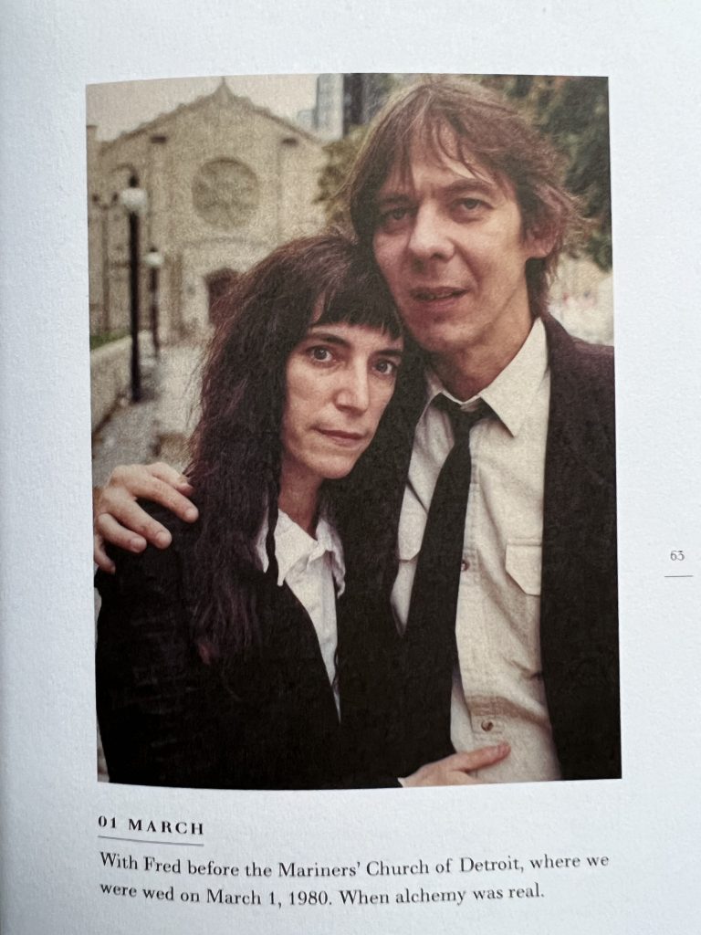 Ausschnitt aus Patti Smith A Book Of Days anlässlich des Hochzeitstages mit Fred.