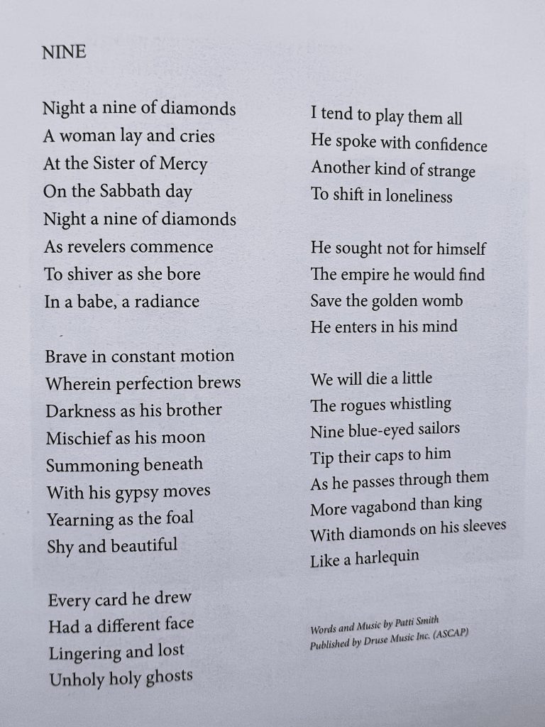 Patti Smith Songtext Nine für J. Depp, San Juan, Puerto Rico, 2009