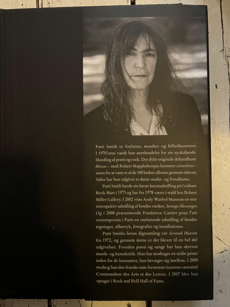 Patti Smith's Buch "JUST KIDS" Umschlagklappe der dänischen Ausgabe