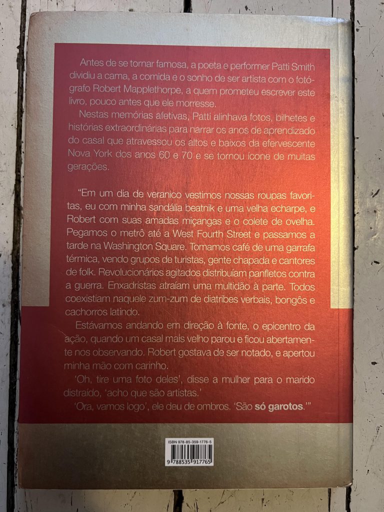 Patti Smith Buch Just Kids, Buchdeckel Rückseite der brasilianischen Ausgabe