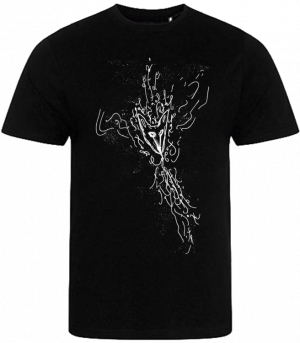 Patti Smith official T-shirt (black): fugal fox in the center of imagined music by Patti Smith; T-Shirt mit exklusiven Design von Patti Smith, superweich, moderne Passform, leichter Stoff, ökologisch, nachhaltig, 100% Bio, handgedruckt