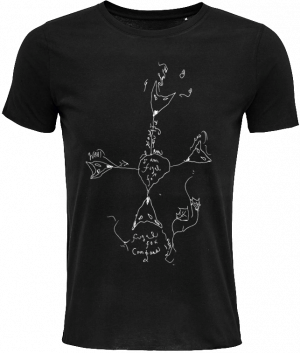 Patti Smith official T-shirt (black): fugal fox compass by Patti Smith; T-Shirt mit exklusiven Design von Patti Smith, superweich, moderne Passform, leichter Stoff, ökologisch, nachhaltig, 100% Bio, handgedruckt