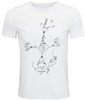 Patti Smith official T-shirt (white): fugal fox compass by Patti Smith; T-Shirt mit exklusiven Design von Patti Smith, superweich, moderne Passform, leichter Stoff, ökologisch, nachhaltig, 100% Bio, handgedruckt