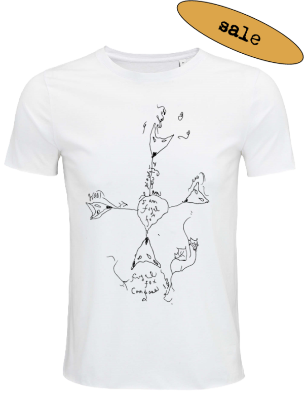 T-shirt (white) <br> “fugal fox compass” <br> by Patti Smith