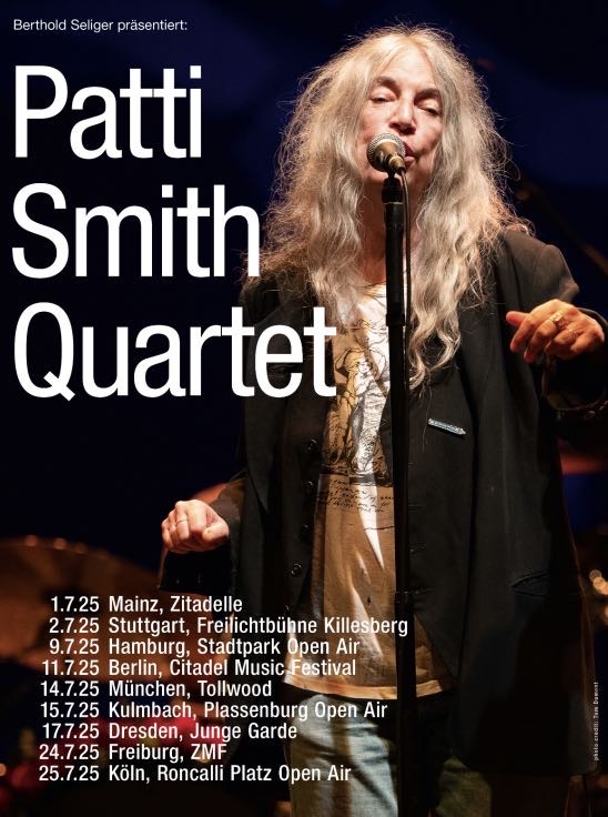 Patti Smith Quartet on Tour: Tourplakat mit Terminen