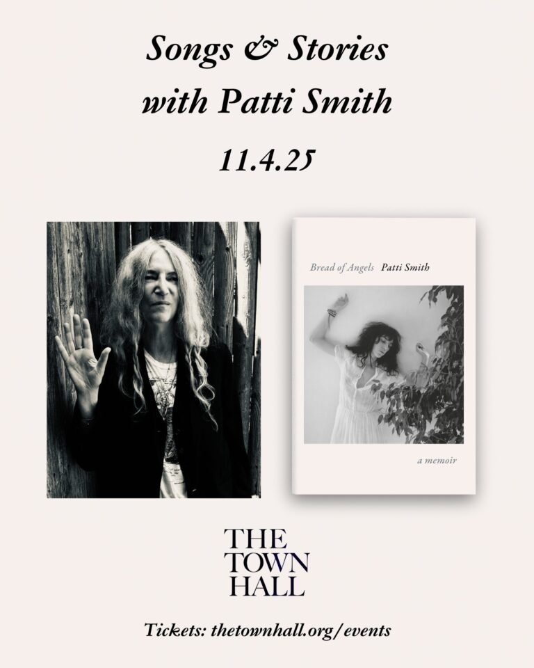 Patti Smith Bread of Angels Book Launch: Town Hall, New York City, November 4th, 2025