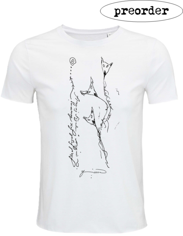 Das neue T-Shirt-Design floral fugal fox blooming. Ein T-Shirt mit exklusiven Design von Patti Smith, superweich, moderne Passform, leichter Stoff, ökologisch, nachhaltig, 100% Bio, handgedruckt