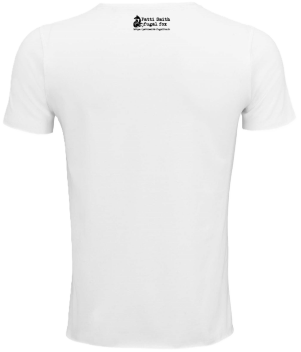 T-Shirt (white)<br>“floral fugal fox blooming”<br>with printed signature<br>by Patti Smith – Bild 2